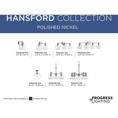 Hansford 1 Light 7 inch Polished Nickel Bath Vanity Wall Light